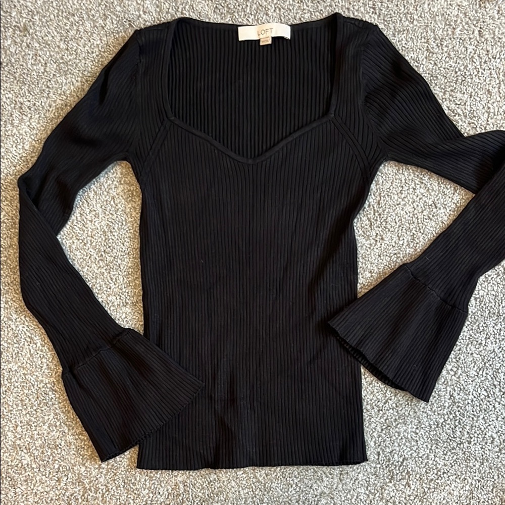LOFT Black Ribbed Women's Top